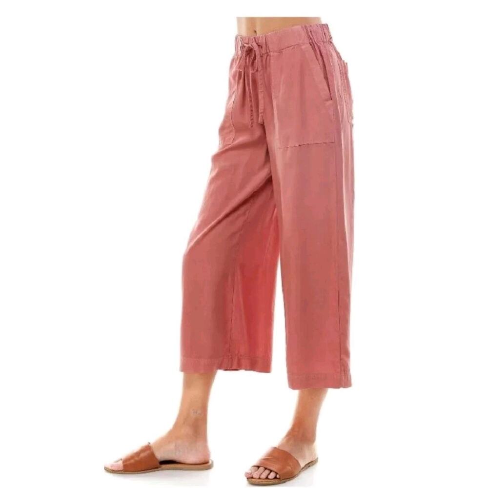T&S by Thread & Supply Women's L Wide Leg Soft Crop Pants in Brick Dust Lyocell